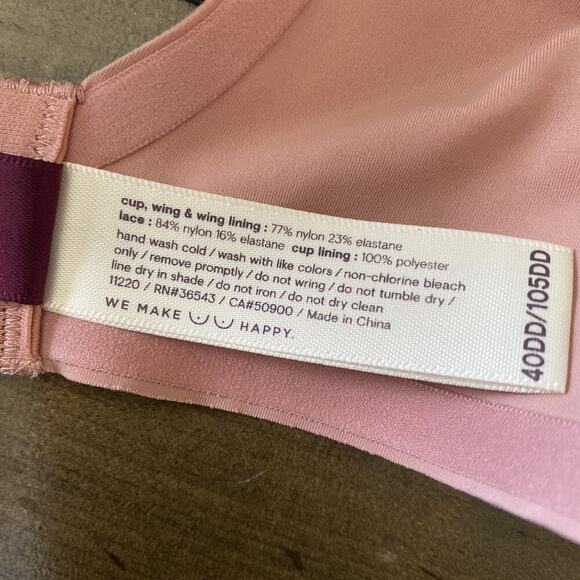 True Co Womens 40DD Pink Maybe Lace Underwire Tee Shirt Bra - Picture 8 of 8